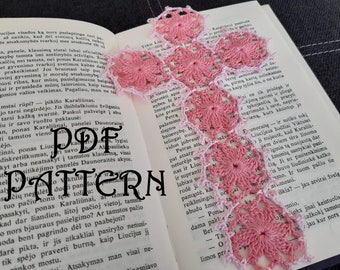 Crochet Pink Cross Bookmark PDF Pattern