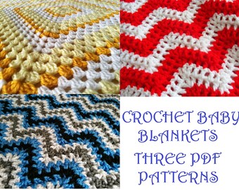Three Crochet Baby Blankets PDF Patterns