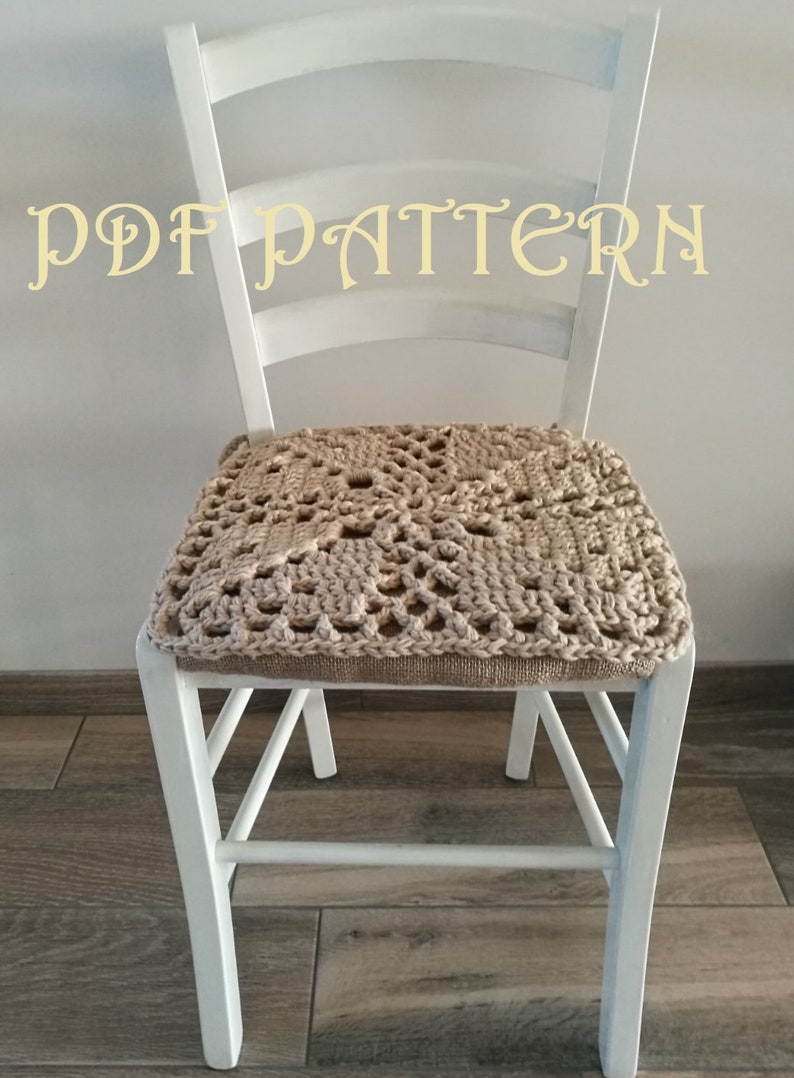 Crochet Chair Pad, Cover, Cushion PDF Pattern image 1