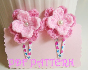 Crochet Flower Hair Clips PDF Pattern