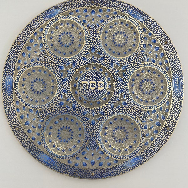 Seder Plate | Large Round Mosaic  | Judaica  | Hand Made in Israel | Passover | Jewish Holidays | Seder pesach