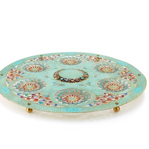Seder Plate, Large Round Mosaic , Judaica Hand Made in Israel, Passover, Jewish Holidays, Seder pesach