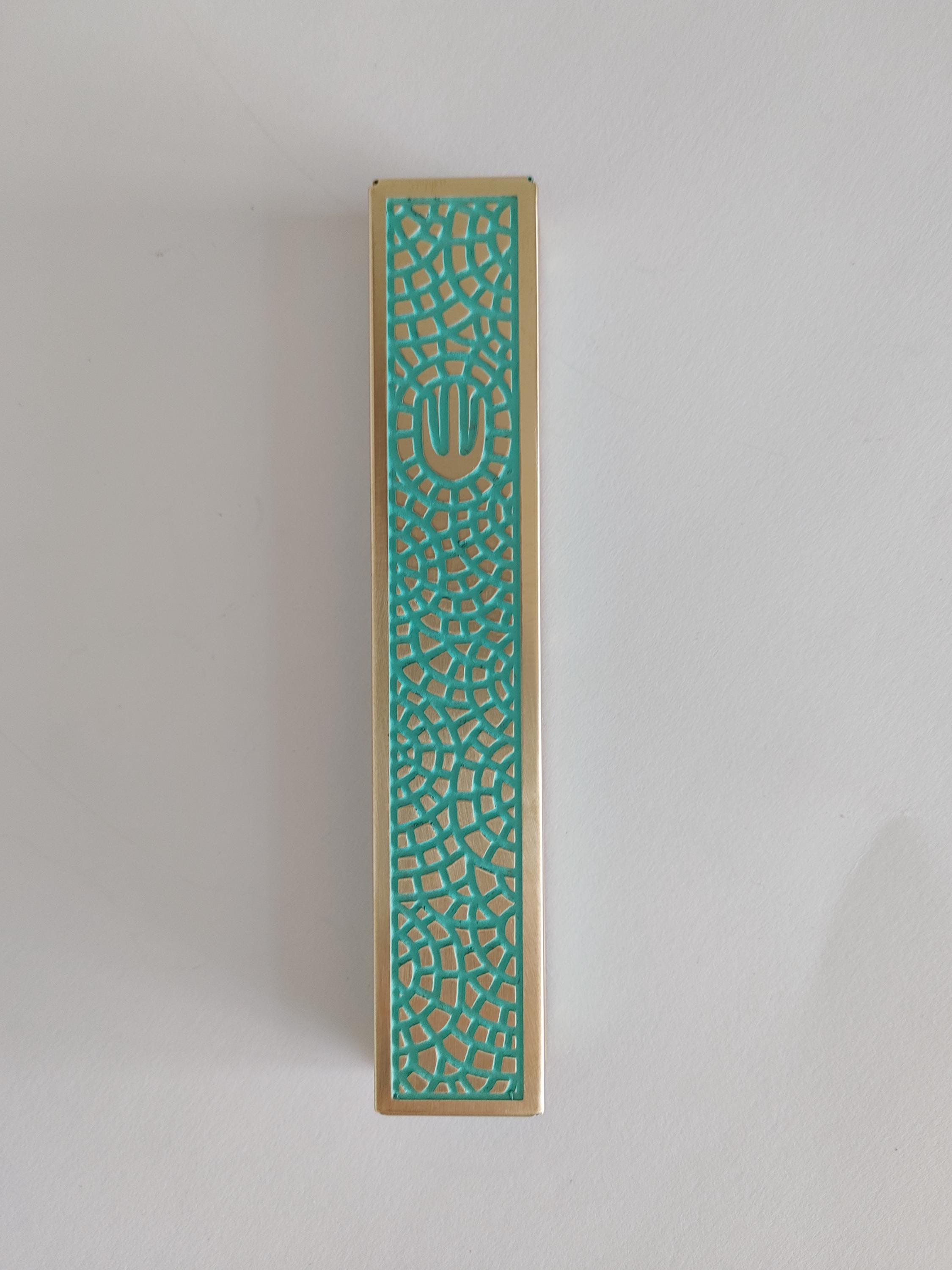 Handmade Brass Mezuzah Case | Mosaic Judaica, Made in Israel