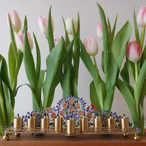 Oil Menorah Hanukkah | Judaica | Hand Made in Israel | Jewish Holidays | Channukah | Jewish Wedding gift | New Home Gift | Colorful Menorah
