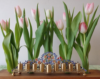 Handmade Oil Hanukkah Menorah | Judaica Gift from Israel