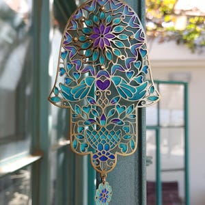 Arte de Hamsa / Regalo de boda / Palomas de Hamsa / Judaica / Regalo para un nuevo hogar / / Mano de María / Regalo de Janucá / Mano de Fátima / Regalo de Navidad