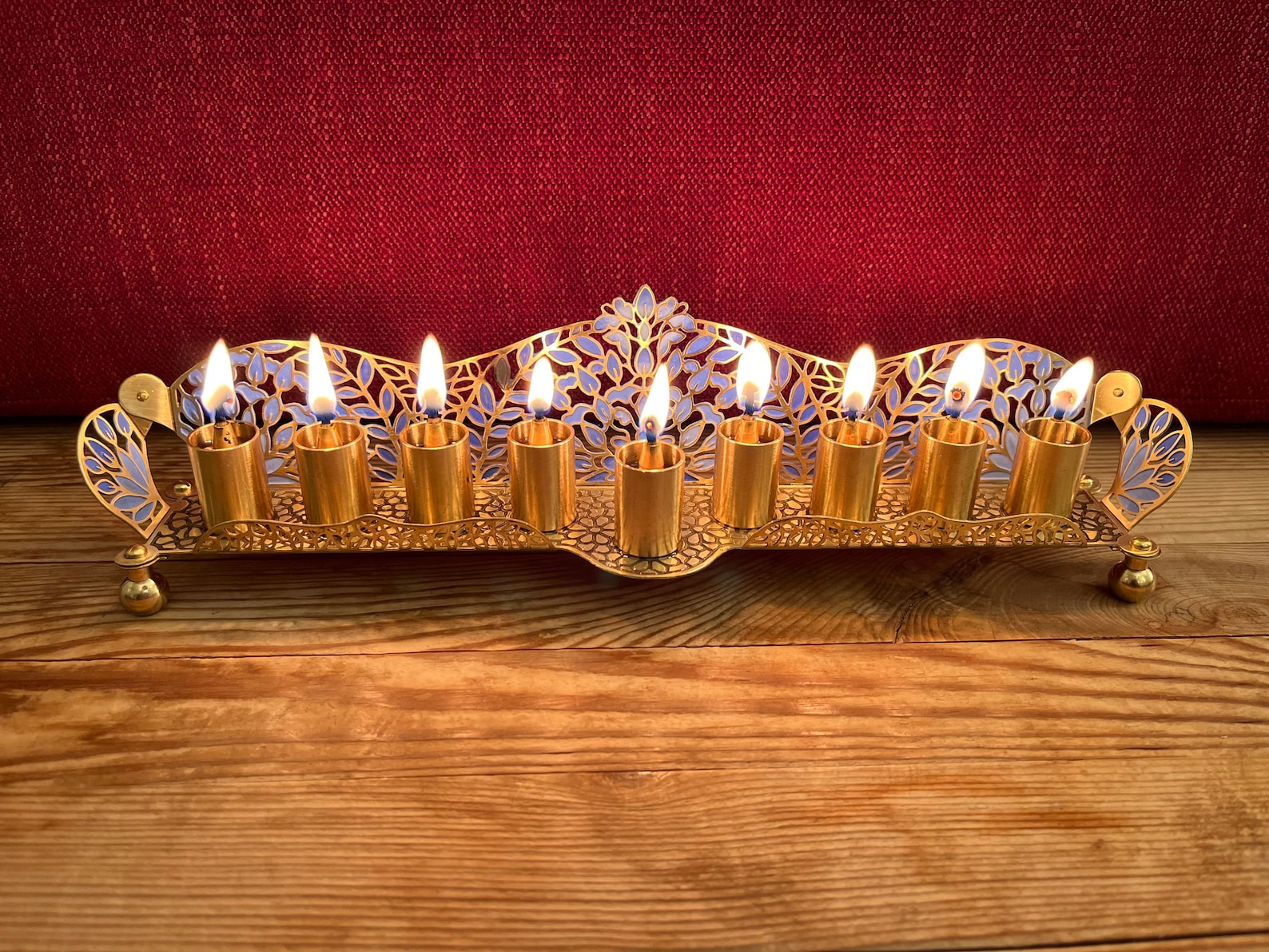 Handmade Brass Oil Menorah – Jewish Holiday Hanukkah Gift