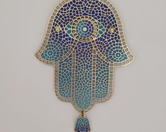 Hamsa Mosaic | Hamsa wall hanging  | recovery gift  | friendship gift  | Handmade  |   | Bat Mitzvah Gift  | Jewish Art  | Israel Art
