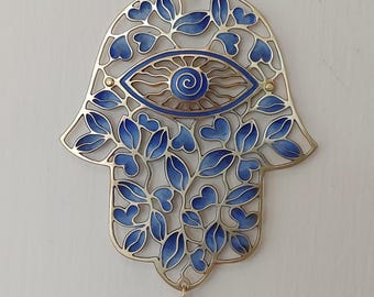 Blue Floral Hamsa Wall Hanging | Good Luck Charm