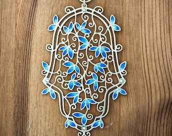 Handmade Blue Hamsa Wall Hanging | Jewish Art Decor