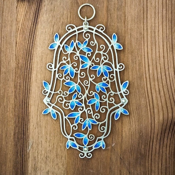 Made in Israel | Hamsa Orient | Hamsa wall hanging | Hamsa Wall art | Judaica | Handmade | Bat Mitzvah Gift, Jewish Art, Israel Art, Blue