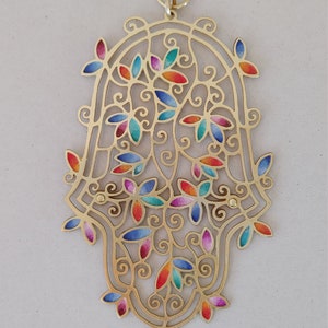 Made in Israel | Hamsa Orient | Hand of Mary | Hamsa Wall hanging | Hamsa Wall art | Bat Mitzva Gift | Jewish Art | Metal Colorful Hamsa,