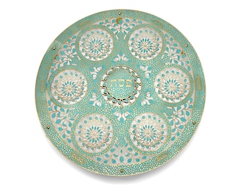 Mosaic Seder Plate | Handmade Brass, Passover Judaica