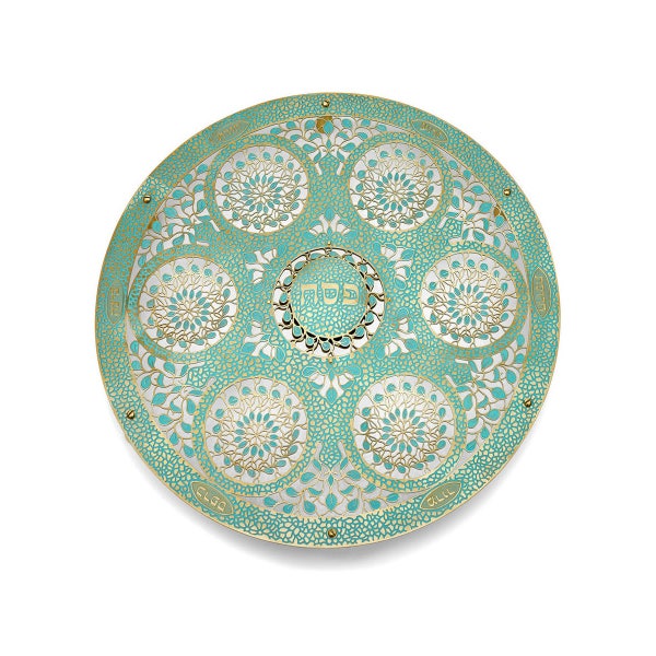 Mosaic Seder Plate | Handmade Brass, Passover Judaica