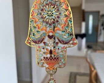 Floral Hamsa Wall Art | Jewish Home Decor, Wedding Gift