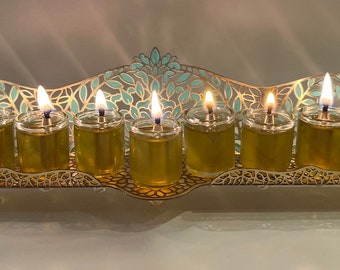 Handmade Oil Menorah with Glass Cups – Jewish tradition