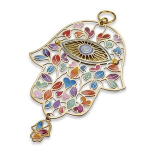 Hamsa Wall Art Judaica Made in Israel Bat Mitzvah Gift Jewish Art Colorful Hamsa Love Hamsa Granddaughter Gift image 5