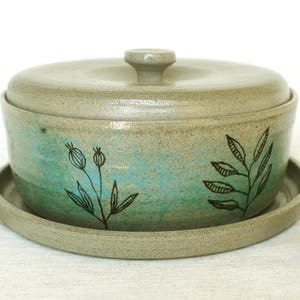 Handmade Ceramic Sprouter: Organic Sprouting Dish with Hand-Drawn Art (spr-1010)