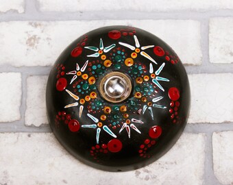 Doorbell - Ceramic Doorbell Push Button cover, Hand painted mandala , Door bell, Dot art, Unique gift idea, Housewarming gift (N-bel-2-1)