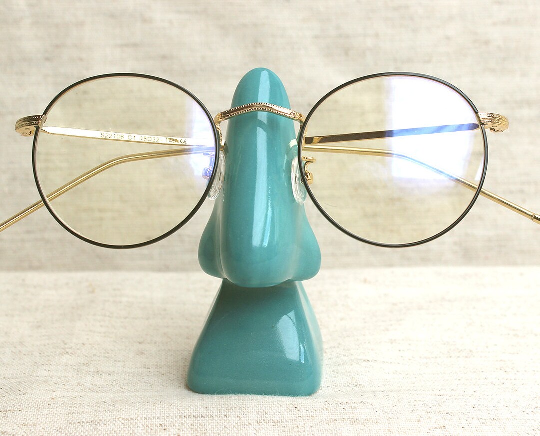 Ceramic Glasses Holder Glossy Turquoise Nose Eyeglasses Etsy