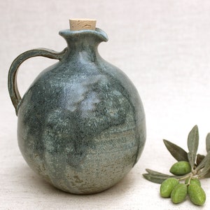 Olive oil jug - Ceramic handmade oil bottle, Pottery oil cruet, Vinegar bottle, Oil dispenser, Olive oil jug, Gift idea (A-oil-5-3)