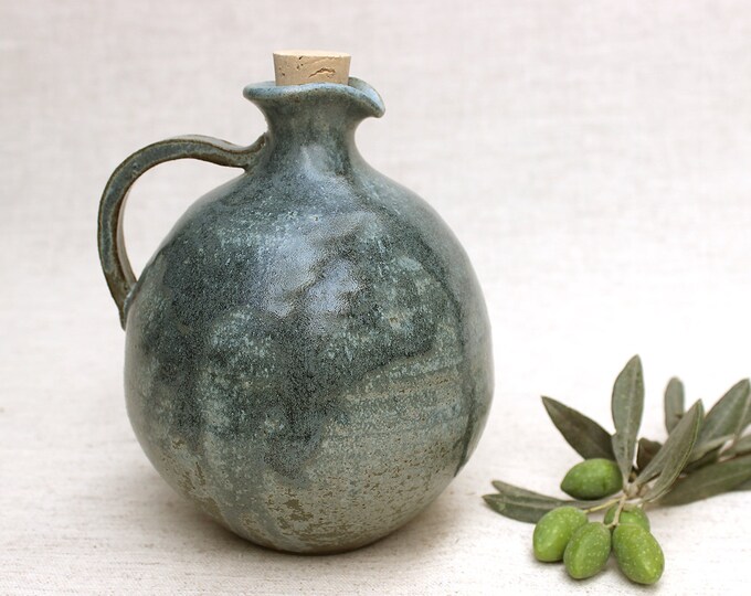 Olive Oil Jug Ceramic Handmade Oil Bottle, Pottery Oil Cruet, Vinegar