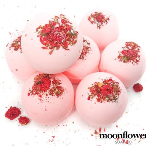 Cherry Blossom Bath Bomb, Large Handmade Jumbo Bath Fizzy, Fruity Bath Bomb Cherry Scented with Natural Botanical Pomegranate Flower 7.5 oz image 1