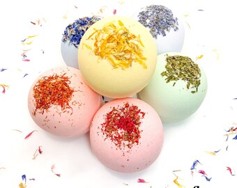 6-Set Rainbow Colors Bath Bomb Assortment - Handmade 7.5 oz.