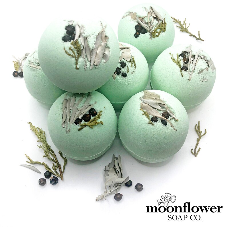 Juniper Sage Bath Bomb Large Handmade Jumbo Bath Fizzy Fresh Etsy