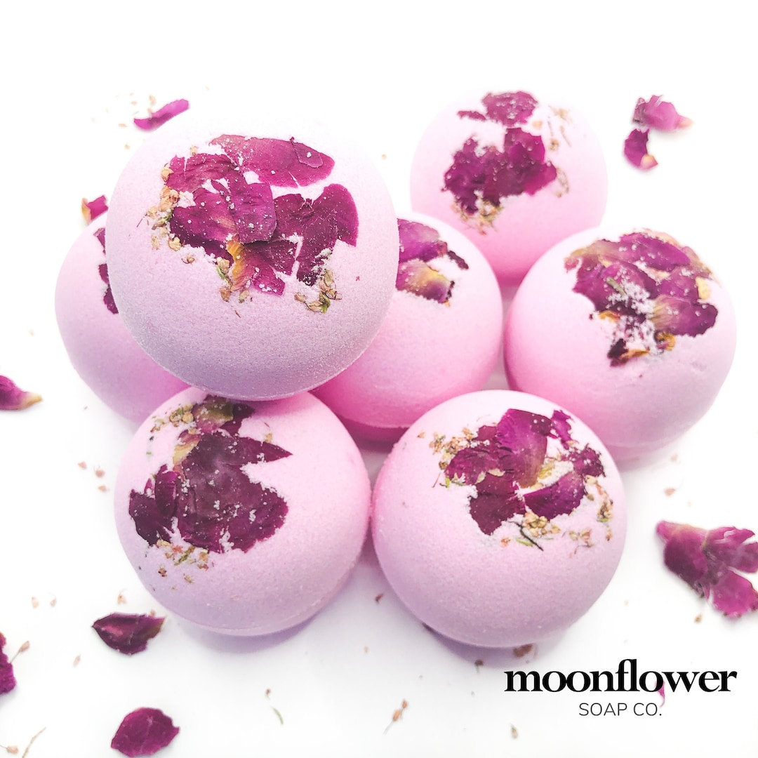 Pink Peony & Rose Petal Bath Bomb, Large Handmade Jumbo Bath Fizzy ...