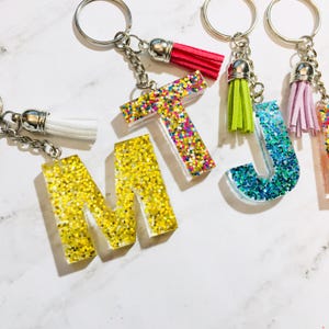 Glitter Initial Keychain | Resin Letter | Personalized Keychain | Custom Gift | Backpack Charm | Teacher Gift | Letter Keychain | Monogram