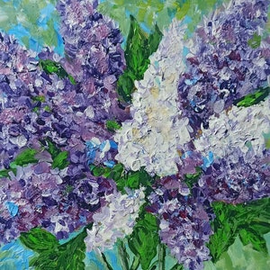 Original Acrylic Lilac Painting, Flowers Painting For Home, Hand Painted Flowers, Floral Modern Art, Still Life, Flower Art, Gift For Her