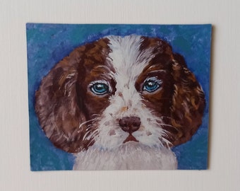 Puppy Dog Magnet Reproduced From Orginal Acrylic Painting, Animal Small Decor, Animal Lover Gift, Original Dog Portrait, Animal Home Decor