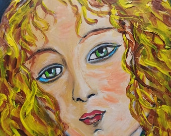 Original Acrylic Painting, Portrait of Woman, Painting Art Blonde, Painting Wall Decor, Home Art, Acrylic Girl, Painting Gift