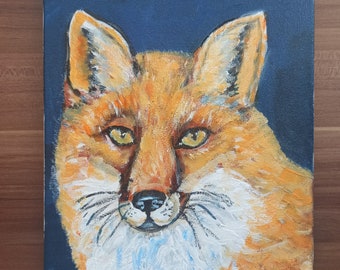 Acrylic Painting Fox, Authors Animal Painting on Canvas, Original Painting Wall Decor, Animal Lover Gift, Fox Lover Gift, Canvas Wall Art