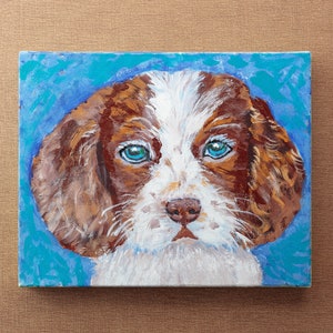 Welpe Acrylbild, Originalgemälde auf Leinwand, Tierwandkunst, Hundemalerei, Hundeliebhaber Geschenk, Hundemalerei Wanddekor, Acryltier