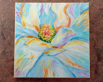 Acrylic Painting Abstract Flower on Canvas, Original Flower Wall Decor, Flowers Wall Art, Flowers Painting Home Decor, Canvas Floral Art