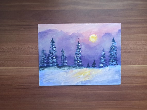 Original Winter Landscape, Acrylic Winter Painting, Landscape on