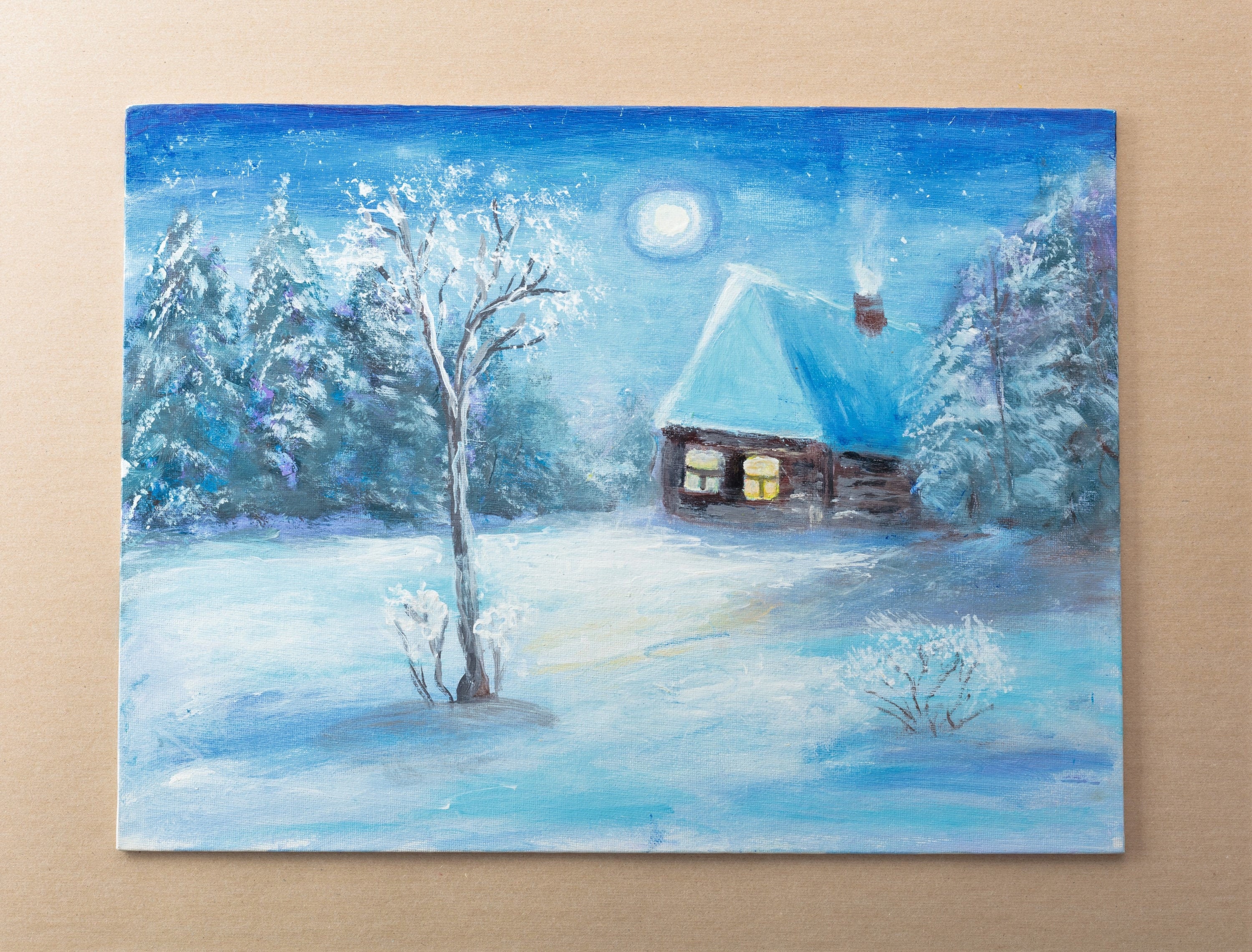 Original Acrylic Winter Landscape Winter Wall Art Christmas Etsy Singapore