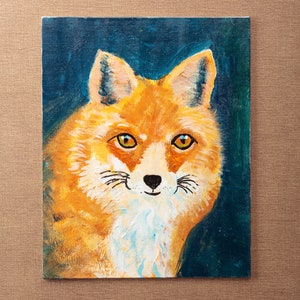 Fuchs Malerei, Original Acrylbild, Fuchs Wanddekor, Rote Wilde Tiere auf Leinwand, Original Roter Fuchs Hauskunst