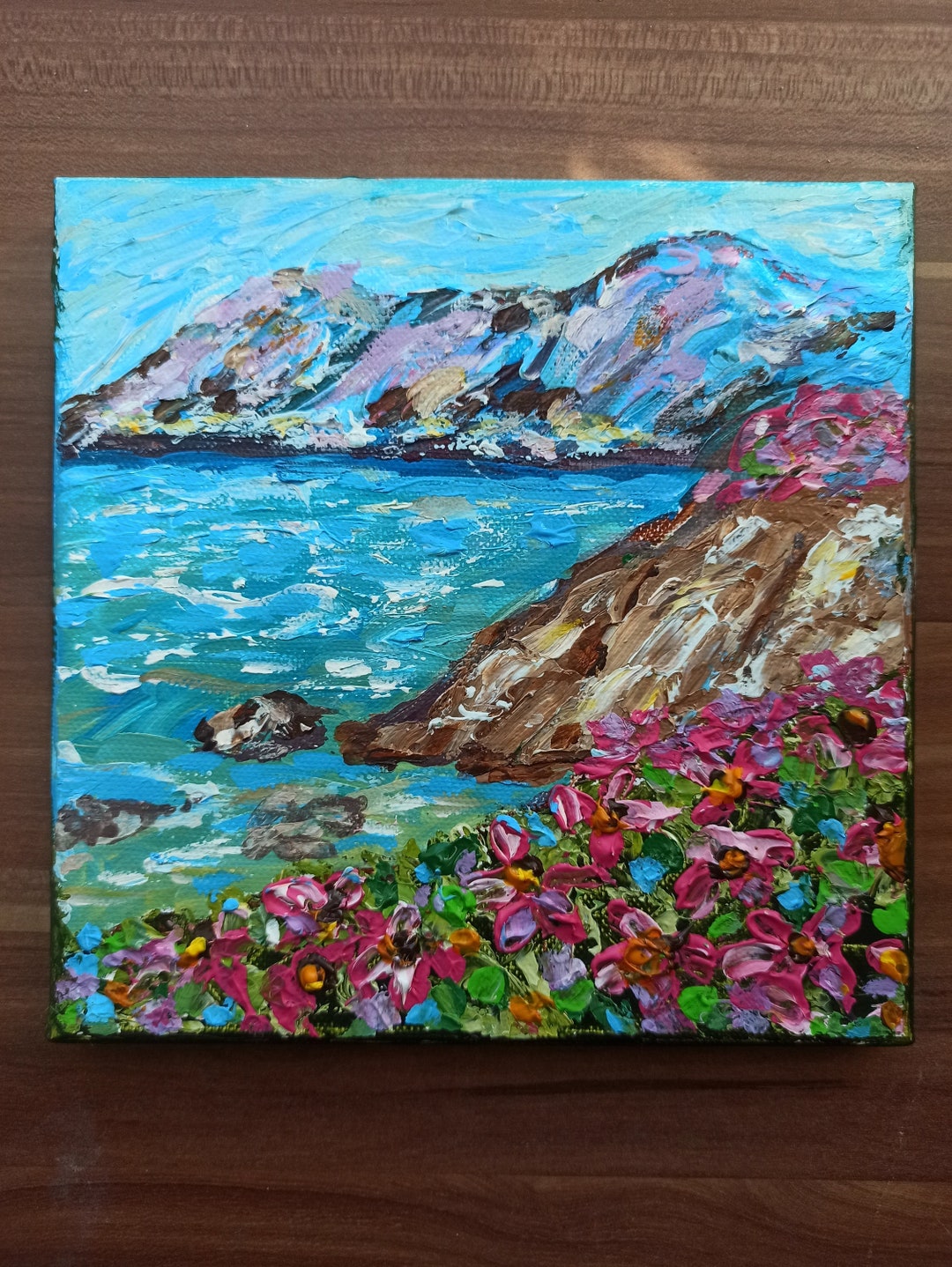 Original Acrylic Landscape Art, Acrylic Painting, Impressionistic Tropical Landscape, Original