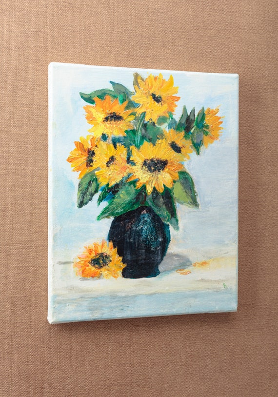 Sunflowers In Vase Original Acrylic Flowers Painting On - Acrylic Wall Vases For Flowers Sunflowers In Vase Original Acrylic Flowers Painting On - Acrylic Wall Vases For Flowers
