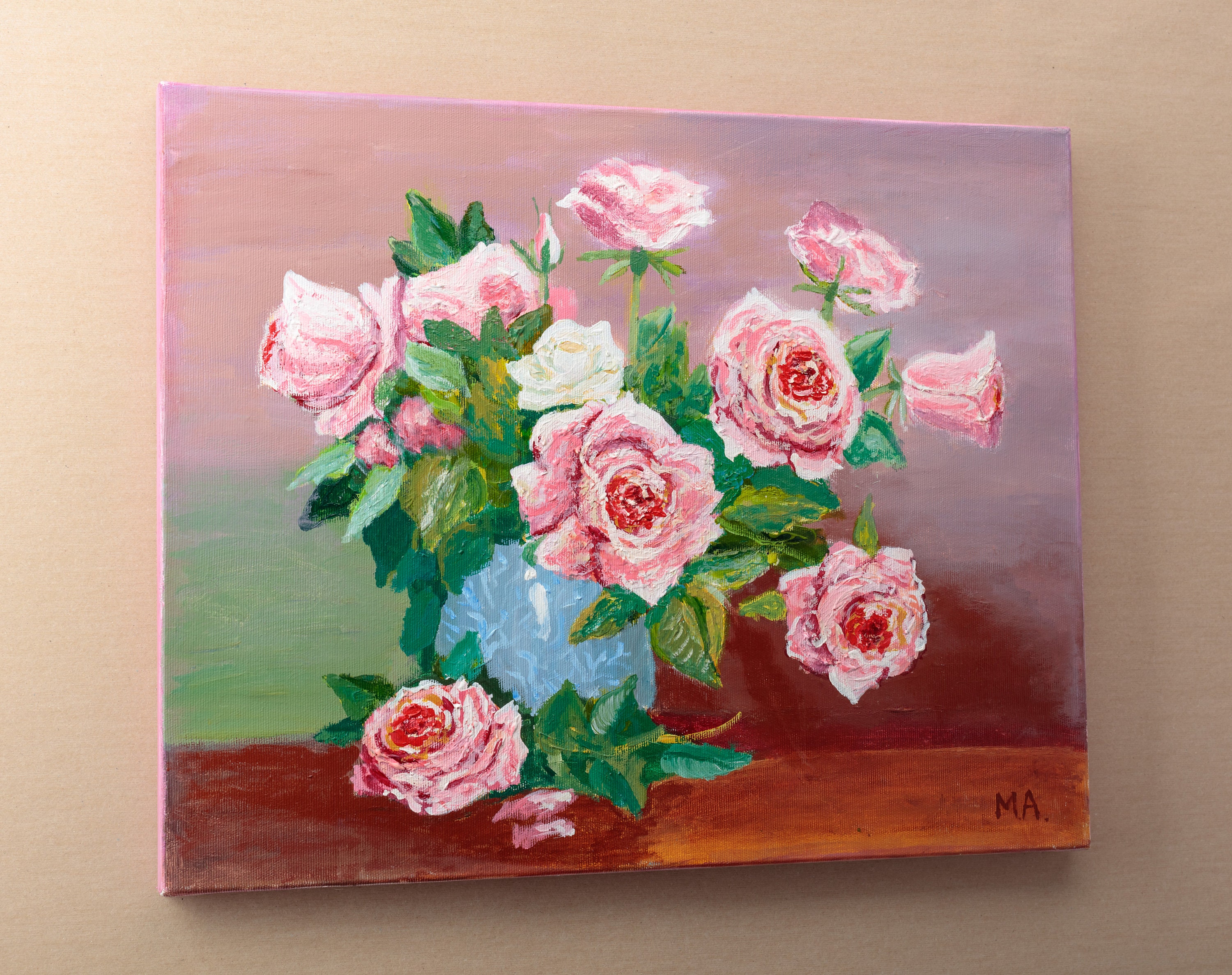 Acrylic Painting Roses, Original Flowers Canvas Art, Red Roses on ...