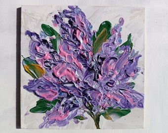 Acryl schilderij abstracte paarse bloemen, abstract decor, hedendaags klein schilderij, paarse abstracte kunst, decor kunst thuis, schilderij cadeau