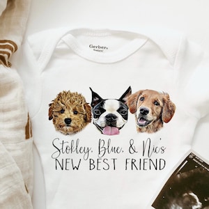 Custom Dog onesie, custom name onesie, protected by, dog person, new sibling, my new best friend, Custom DOG bodysuit, New baby, pregnancy