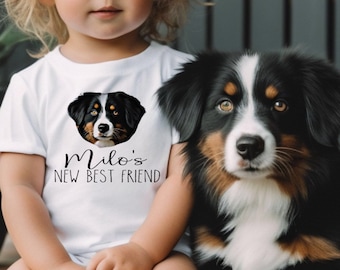 Custom dog Portrait Baby BodySuit | Custom DOG bodysuit, Baby Shower, Pregnancy Announcement, Baby and Dog, New sibling, My new best friend