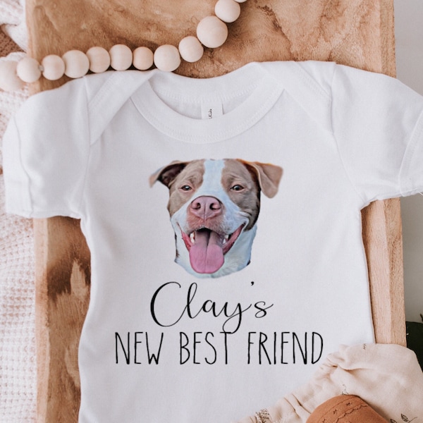 Custom Dog onesie, custom name onesie, protected by, dog person, new sibling, my new best friend, Custom DOG bodysuit, New baby, pregnancy