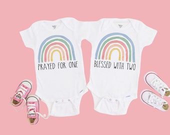 Prayed For One Blessed With Two Twins Onesie | Baby Onesie | Baby Gift | Baby Shower Gifts | New Baby Gifts | Newborn Onesies | Twins Onesie