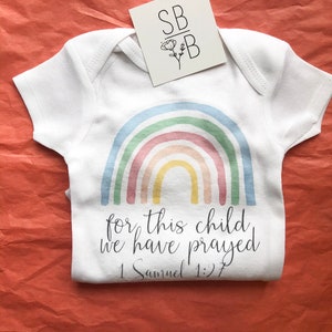 For this child we have prayed Baby Onesies® IVF Baby Shower Gift Pregnancy Announcement Onesies® Newborn Onesie® Baby Boy Girl, Adoption image 5