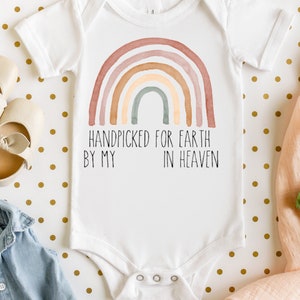 Handpicked for Earth by My "PERSONALIZED NAME" in Heaven Baby Bodysuit, Hand picked for earth, baby shower gift, pregnancy announcement